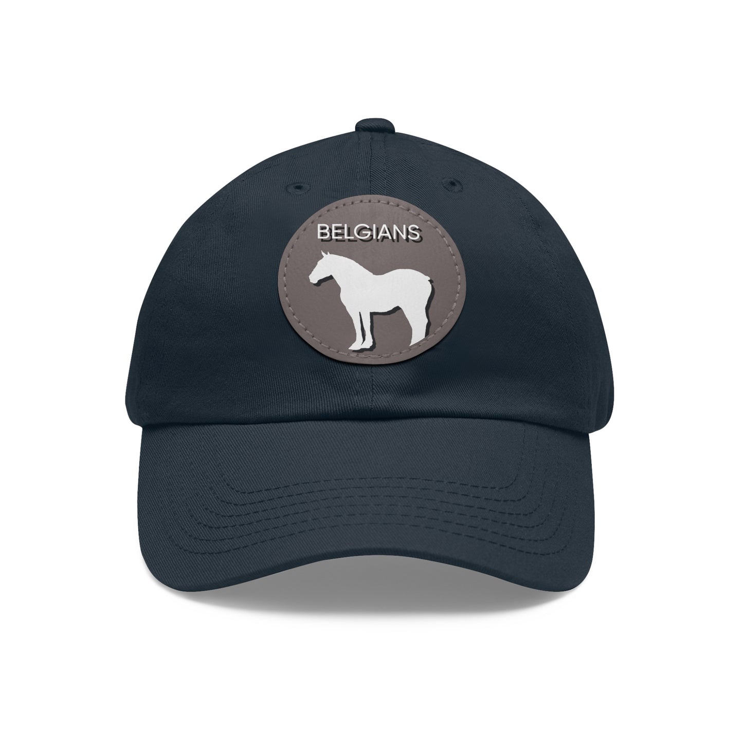 Baseball Cap-Dad Hat with Leather Patch (Round)-Belgian Draft Horse