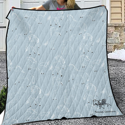 Quilt-Throw-Blanket-Comforter-Horse-Light Blue-11 Sizes Available