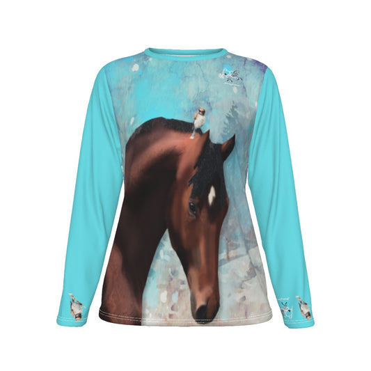 T-Shirt-Women's-Crew Neck-Long Sleeve-All-Over Print-190GSM Cotton-