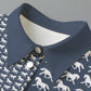 Cardigan-Women's-Jacket-All Over Print-All Cotton-3/4 Sleeve-Button-Up-245GSM Cotton-Horses-Navy Blue