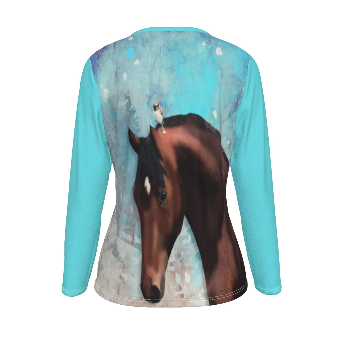 T-Shirt-Women's-Crew Neck-Long Sleeve-All-Over Print-190GSM Cotton-