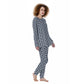 Pajamas-Women's-All-Over Print-190GSM Cotton-Horses-Navy White