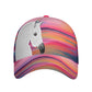 Baseball Cap Dad Hat-White Horse-Bird-Sea Shore-Pinks