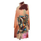 Top-Tunic-Dress-Turtle Neck-Long Sleeves-All Over Print-Icon Horses-Peach-Burgundy Maroon