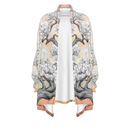 Cardigan-Women's-All-Over Print-Long Sleeve-Nature-Horse Design-Peach-Gray-Ecru