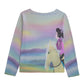 Sweatshirt-Unisex-Boat Neckline-All-Over Print-Chest Pocket-Colorful-Pastels-All Cotton 3100GSM-Horse-Girl-Pastels-Blue Pink