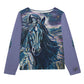 Sweatshirt-Unisex-Boat Neckline-All-Over Print-Chest Pocket-Colorful-Pastels-All Cotton 3100GSM-Horse-Blue Purple Navy