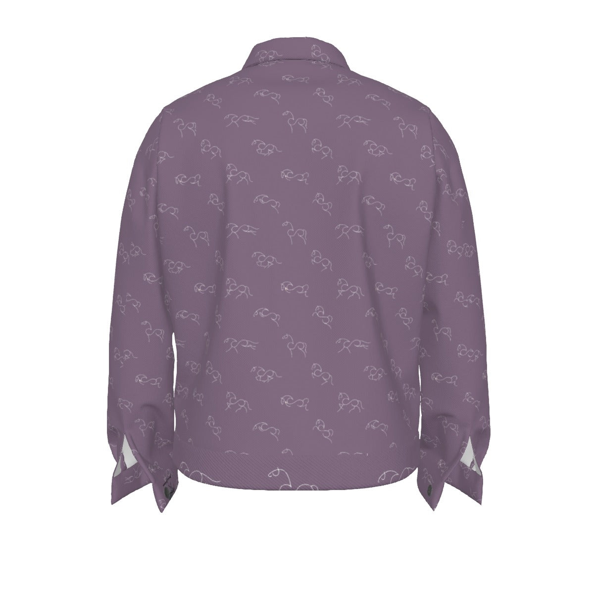 Jacket -Lapel-Collar-Pockets-Denim Coat Style-All-Over Print-Unisex-245GSM Cotton-Horse Abstract Line-Plum Purple