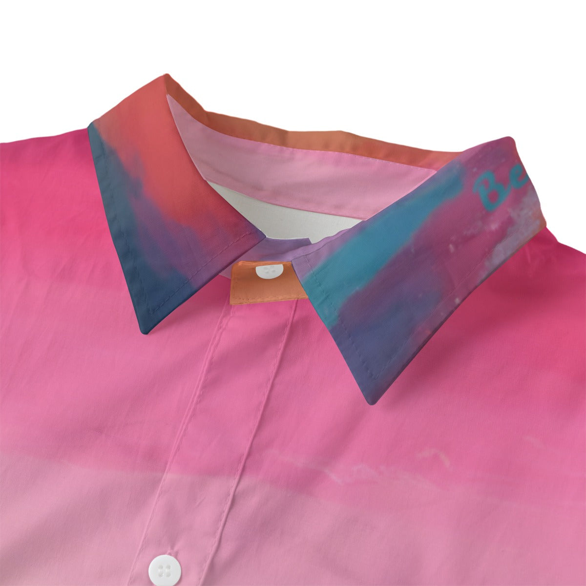 Shirt-Women's-Button Up-Long Sleeve-Cotton poplin-Horse-Pink