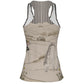 Tank Top-Women's-All-Over Print-Racer Back-190GSM Cotton-Horse-Black-White-Tea Dyed-Beige