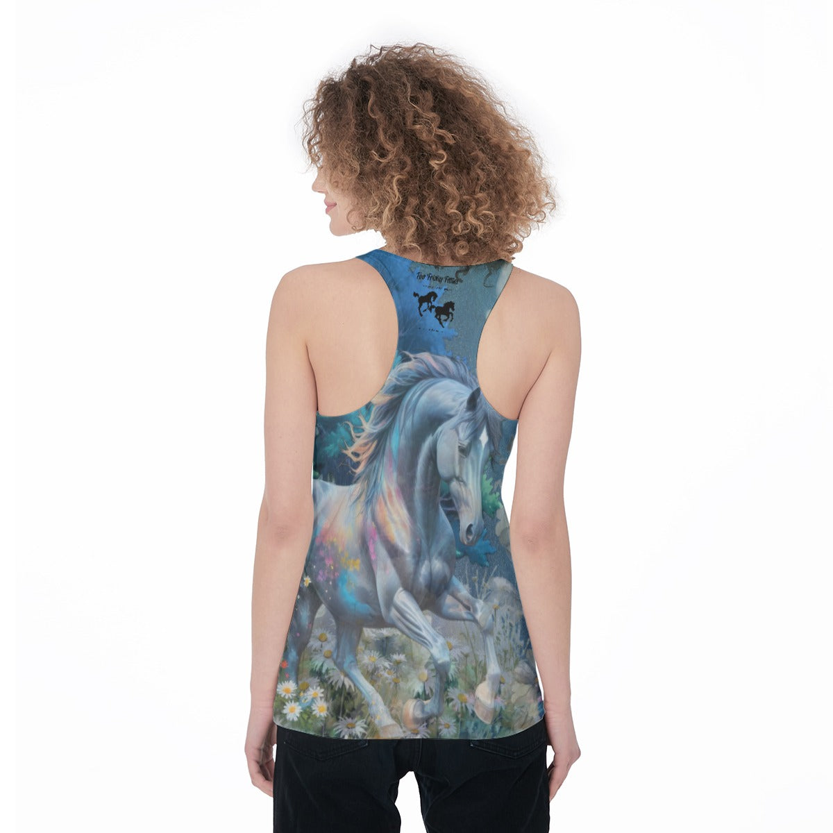 Tank Top-Women's Racerback-All-Over Print-Horse-Blue