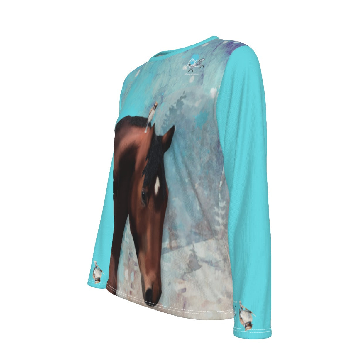 T-Shirt-Women's-Crew Neck-Long Sleeve-All-Over Print-190GSM Cotton-