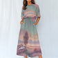 Dress-Midi-Shirt Sleeve-Elastic Waist-All-Over Print-Horses-Pink-Green-Pastels