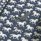 Cardigan-Women's-Jacket-All Over Print-All Cotton-3/4 Sleeve-Button-Up-245GSM Cotton-Horses-Navy Blue