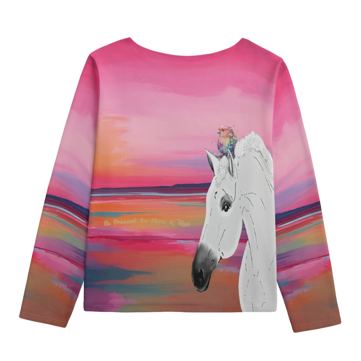 Sweatshirt-Unisex-Boat Neckline-All-Over Print-Chest Pocket-Colorful-Pastels-All Cotton 3100GSM-Horse-Colorful-Pastels