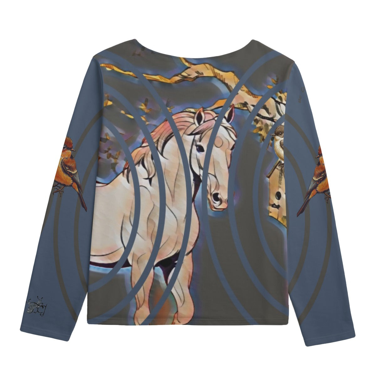 Sweatshirt-Unisex-Boat Neckline-All-Over Print-Chest Pocket-Colorful-Pastels-All Cotton 3100GSM-Horse-Neutrals-Gray-Blue