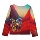 Sweatshirt-Unisex-Boat Neckline-All-Over Print-Chest Pocket-Colorful-Pastels-All Cotton 3100GSM-Horses-Red-Blue-Yellow