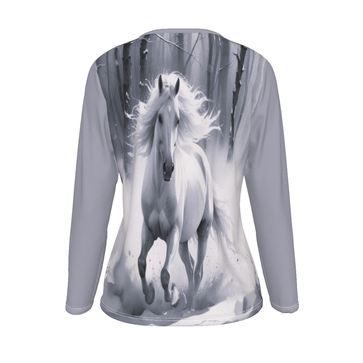 T-Shirt-Women's-Crew Neck-Long Sleeve-All-Over Print-190GSM Cotton-