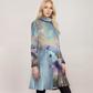 Top-Tunic-Dress-Turtle Neck-Long Sleeves-All Over Print-White Horses-Bird Purple-Blue-Grey-Flowers