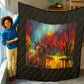 Quilt-Throw-Blanket-Comforter-Chestnut Horses-Forest-Woods-Red-Blue-Brown-11 Sizes Available