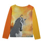 Sweatshirt-Unisex-Boat Neckline-All-Over Print-Chest Pocket-All Cotton 3100GSM-White Horse-Andalusian-Orange Yellow Gray