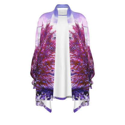 Cardigan-Women's-All-Over Print-Long Sleeve-Nature-Horse Design-Purple-Lavender