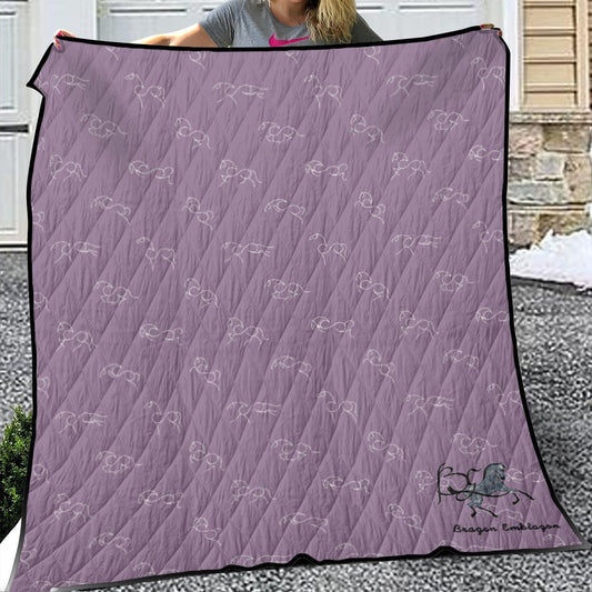 Quilt-Throw-Blanket-Comforter-Horses-Cranberry Red-Purple-11 Sizes Available