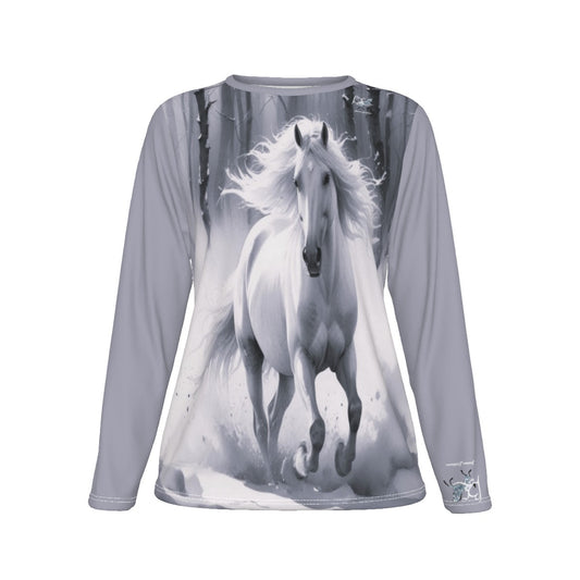 T-Shirt-Women's-Crew Neck-Long Sleeve-All-Over Print-190GSM Cotton-