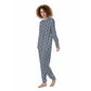 Pajamas-Women's-All-Over Print-190GSM Cotton-Horses-Navy White