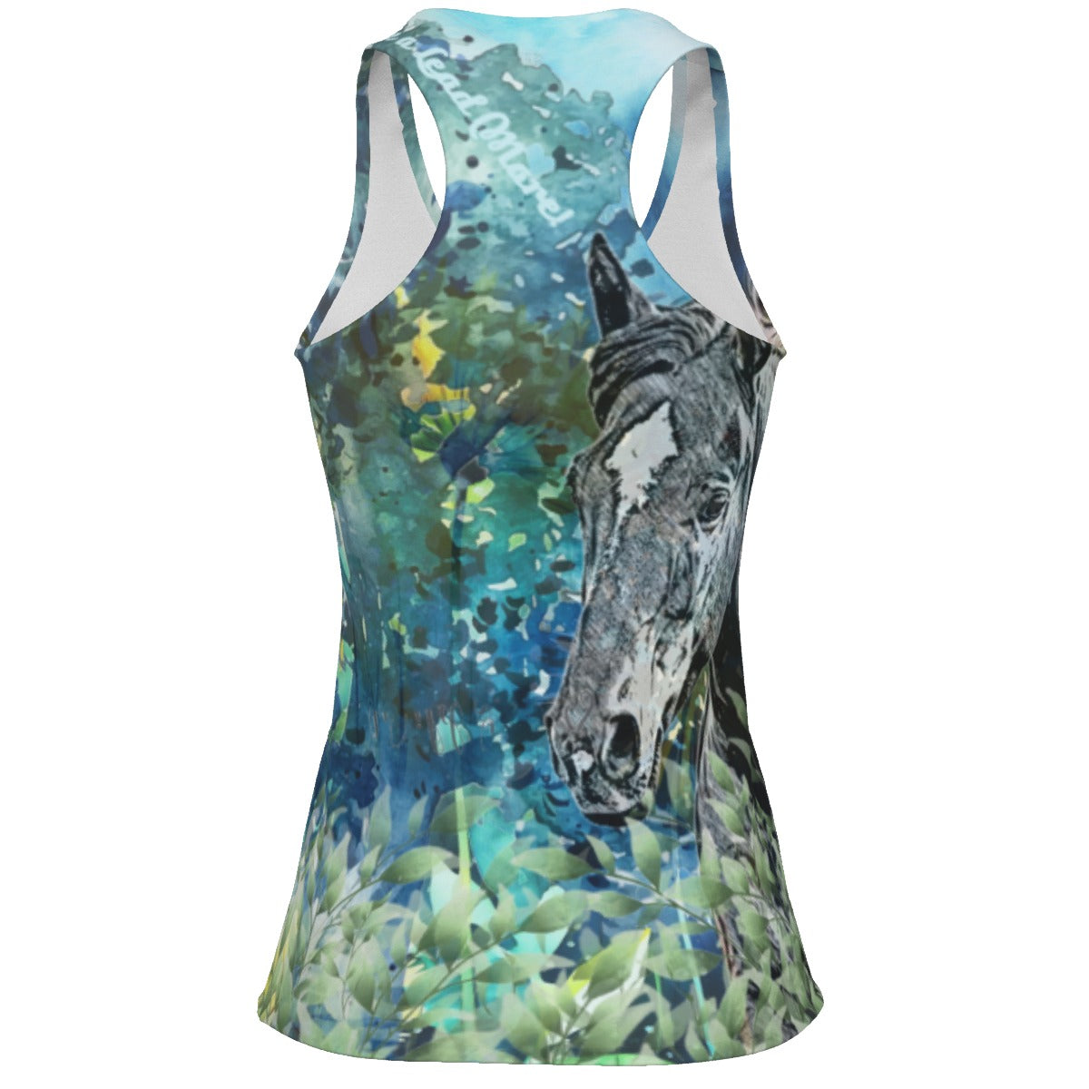 Tank Top-Women's-All-Over Print-Racer Back-190GSM Cotton-Horse-Blue Green