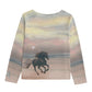 Sweatshirt-Unisex-Boat Neckline-All-Over Print-Chest Pocket-Colorful-Pastels-All Cotton 3100GSM-Darl Palomino Horses-Pastel-Pink Yellow-Dusty Rose