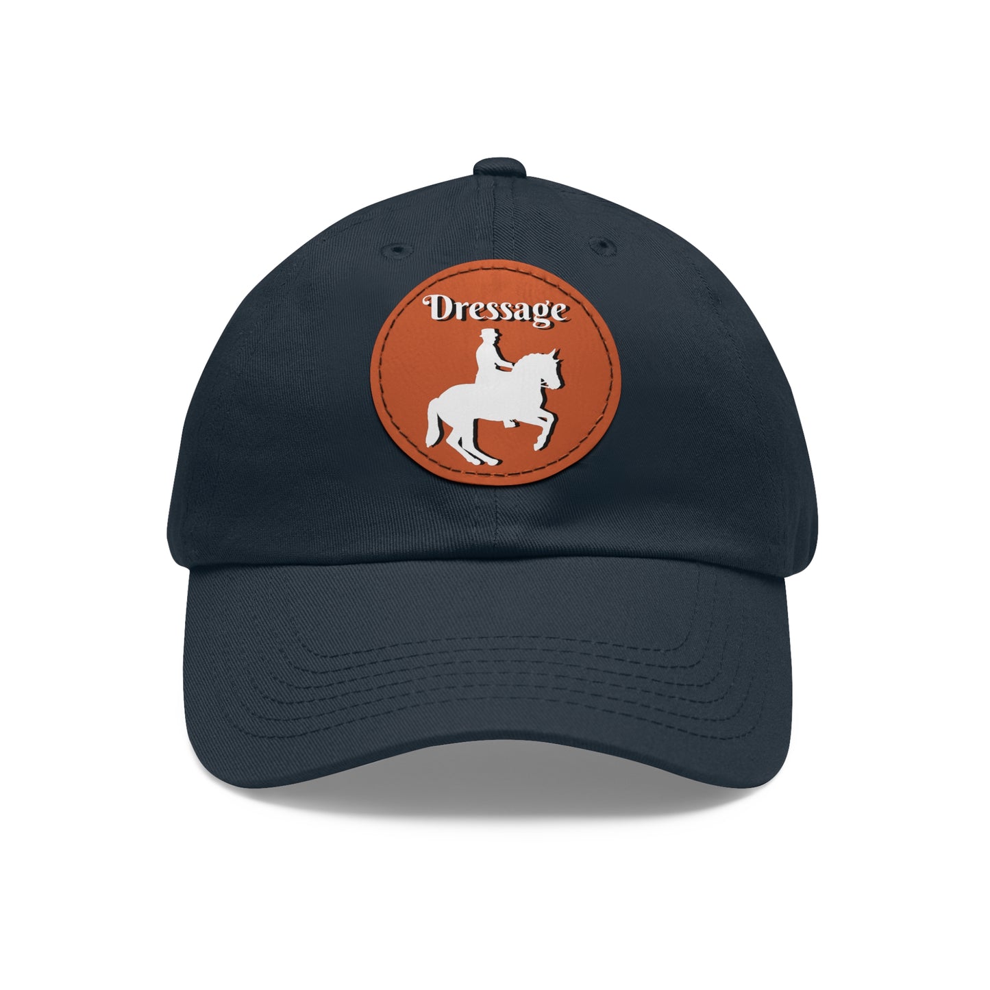 Baseball Cap-Dad Hat with Leather Patch (Round)-Dressage Horse