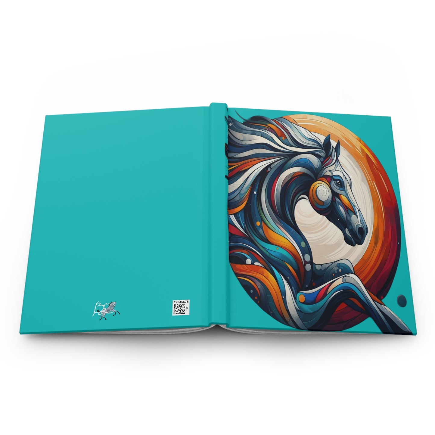 Hardcover Journal Matte-Iconic Multi Color Horse-Turquoise Blue