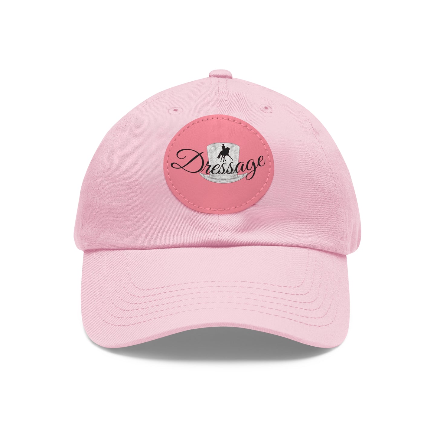 Baseball Cap-Dad Hat with Leather Patch (Round)-Dressage Horse