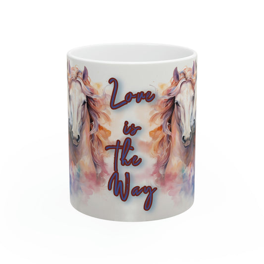 S7030 Mug Ceramic 11oz-Horse-Gray-Cremello-Inspirational-Love is the way