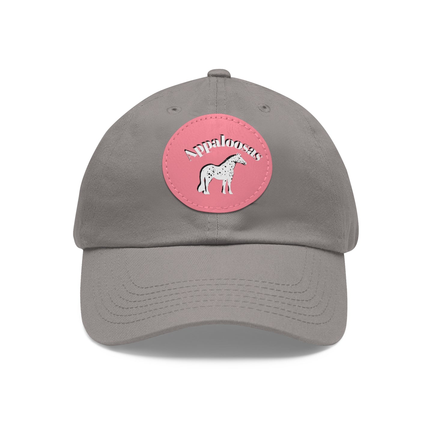 Baseball Cap-Dad Hat with Leather Patch (Round)-Appaloosa Horse