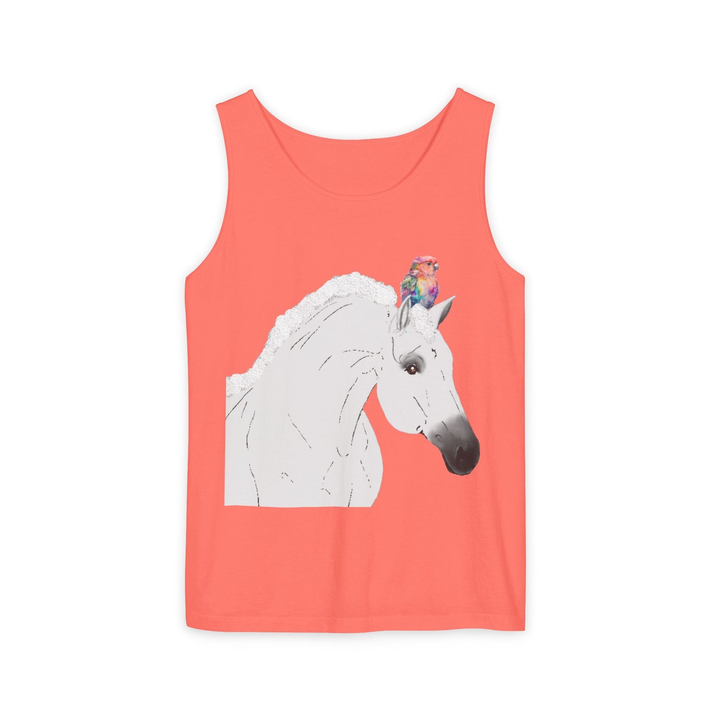 Tank Top-Unisex Garment-Dyed-BE Logo-White Gray Horse-Bird-10 Colors