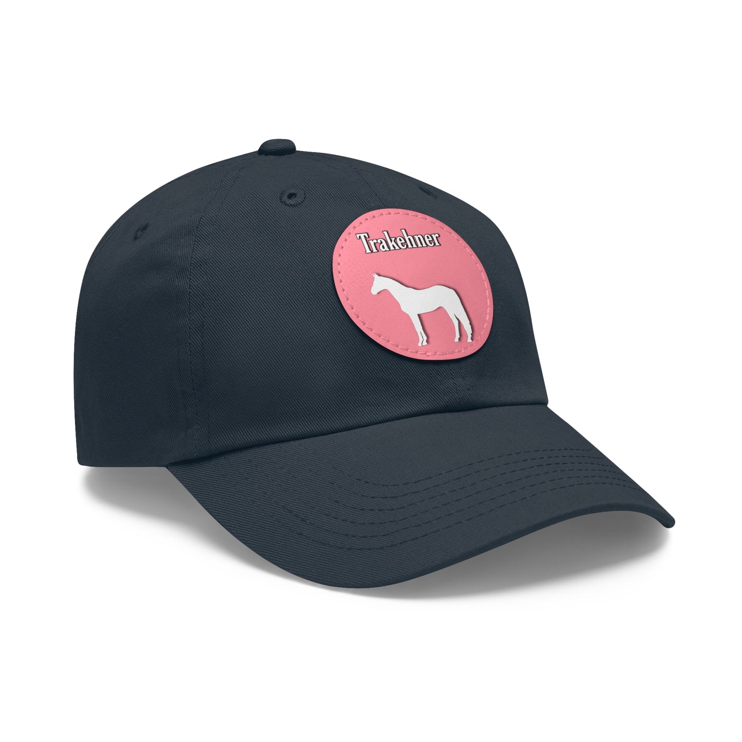 Baseball Cap-Dad Hat with Leather Patch (Round)-Trakehner Warmblood-Horse