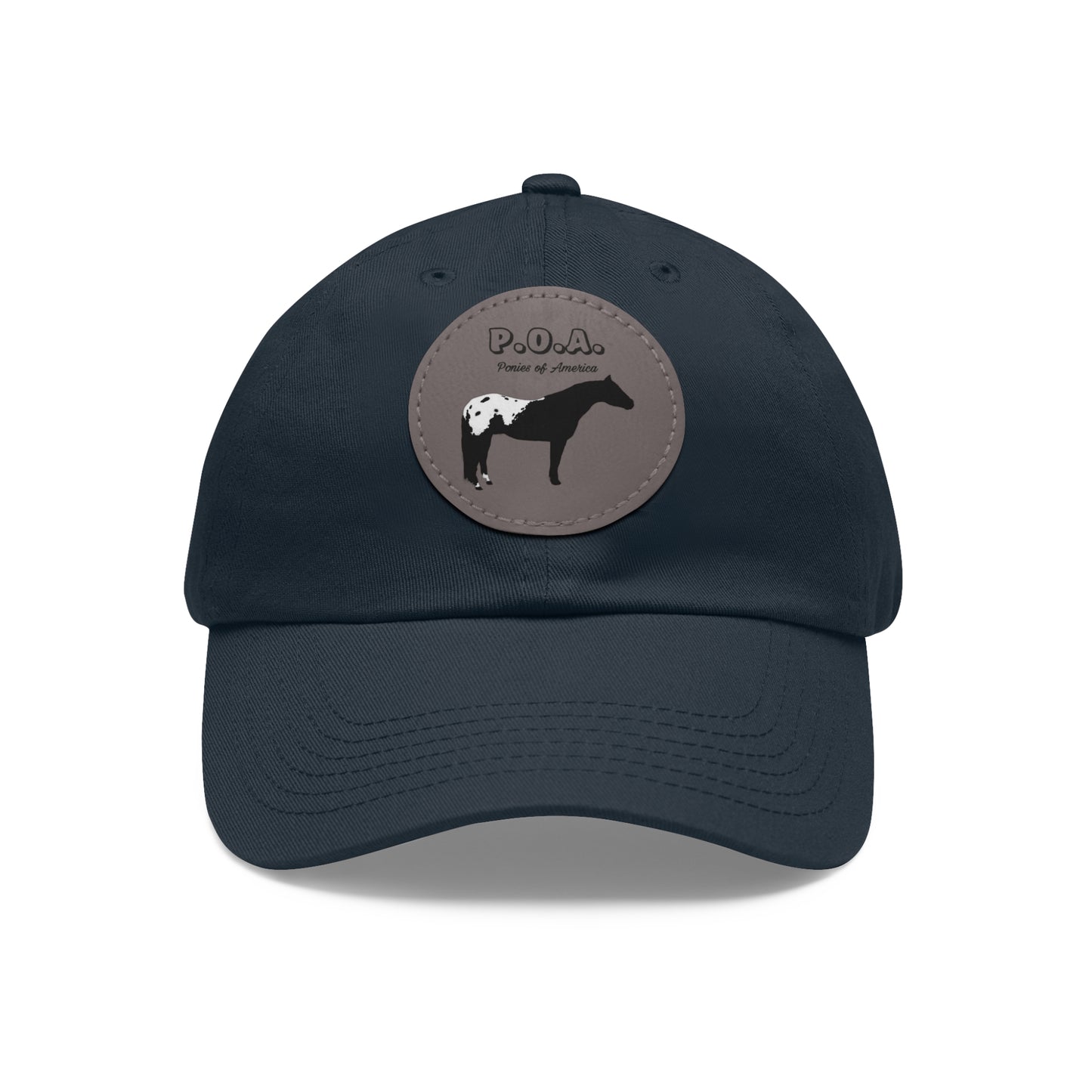 Baseball Cap-Dad Hat with Leather Patch (Round)-POAs Ponies of America-Horse