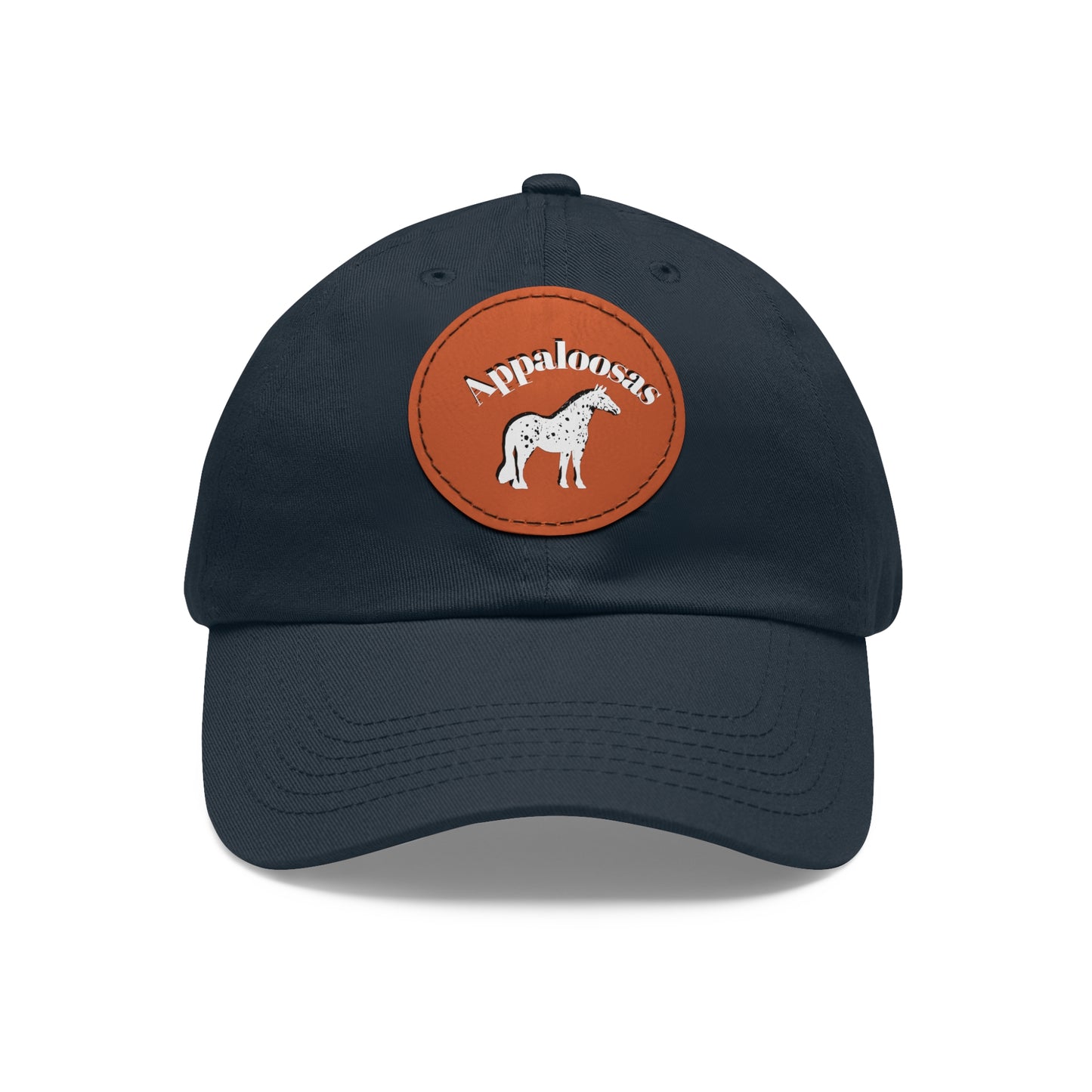 Baseball Cap-Dad Hat with Leather Patch (Round)-Appaloosa Horse