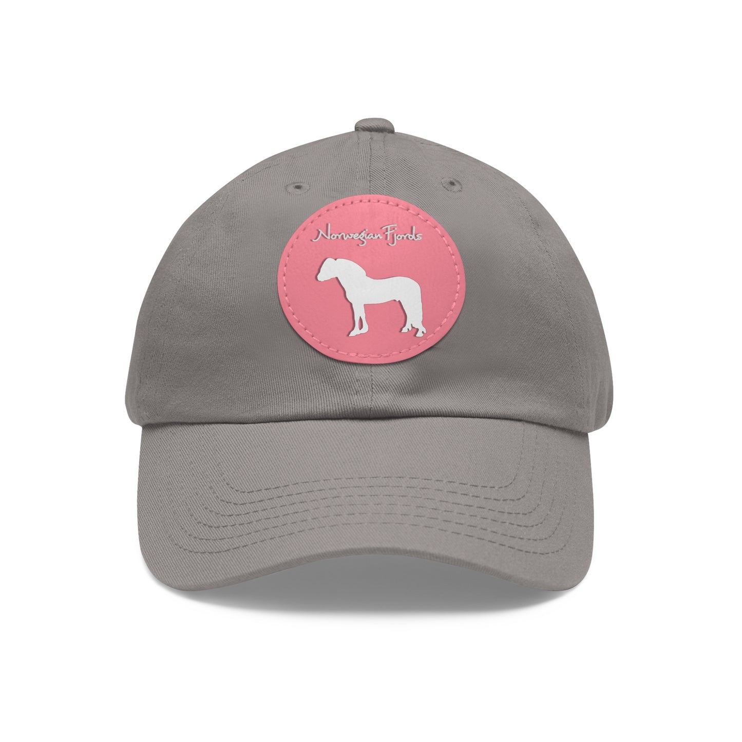 Baseball Cap-Dad Hat with Leather Patch (Round)-Norwegian Fjord Horse