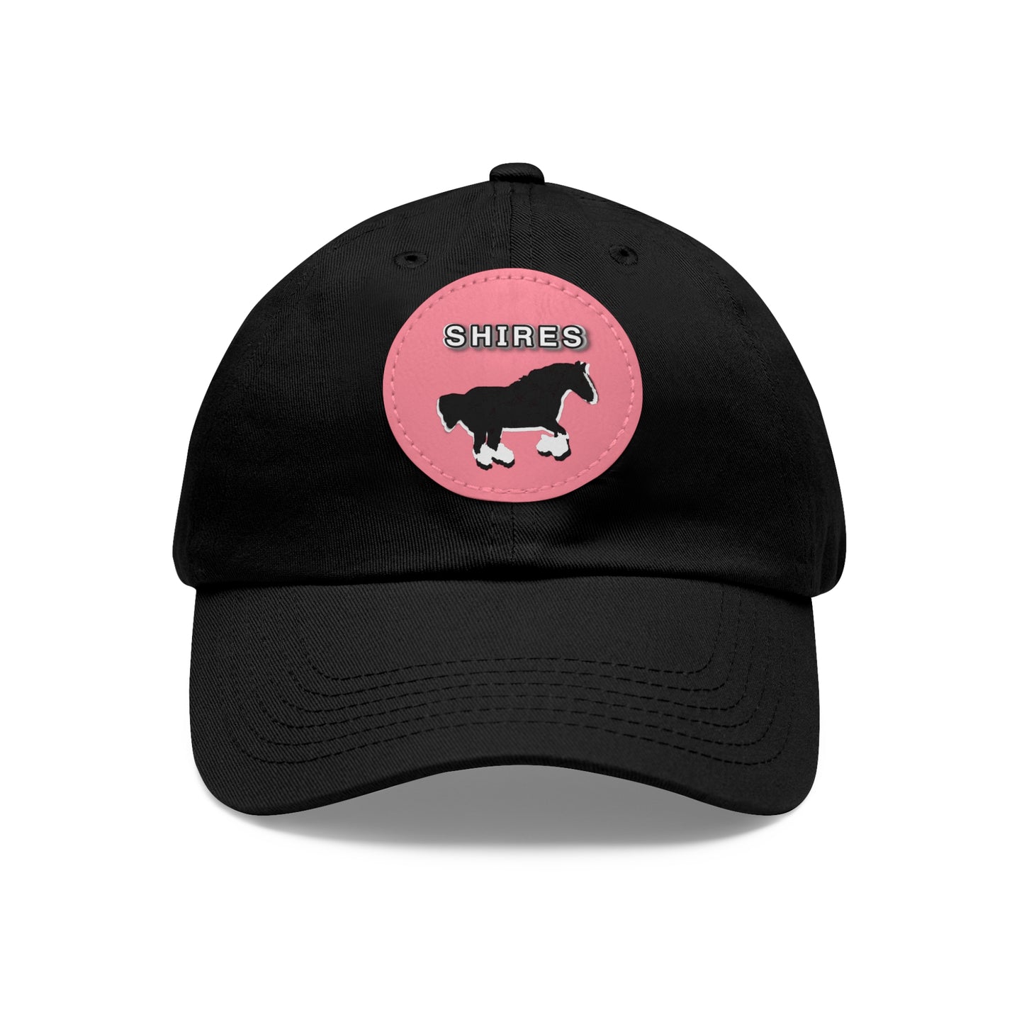 Baseball Cap-Dad Hat with Leather Patch (Round)-Shire Draft Horse