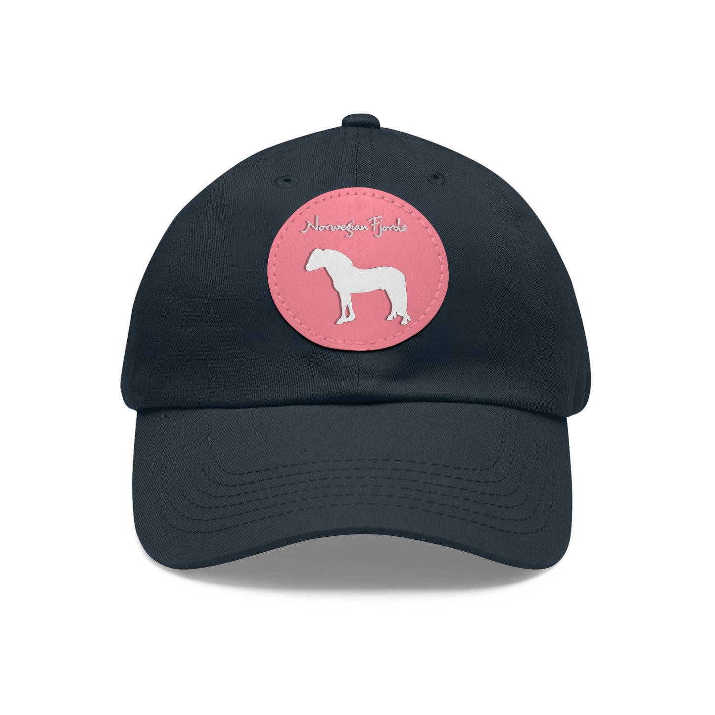 Baseball Cap-Dad Hat with Leather Patch (Round)-Norwegian Fjord Horse