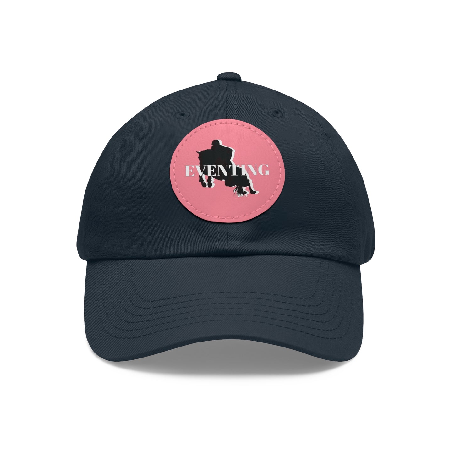 Baseball Cap-Dad Hat with Leather Patch (Round)-Eventing Horse