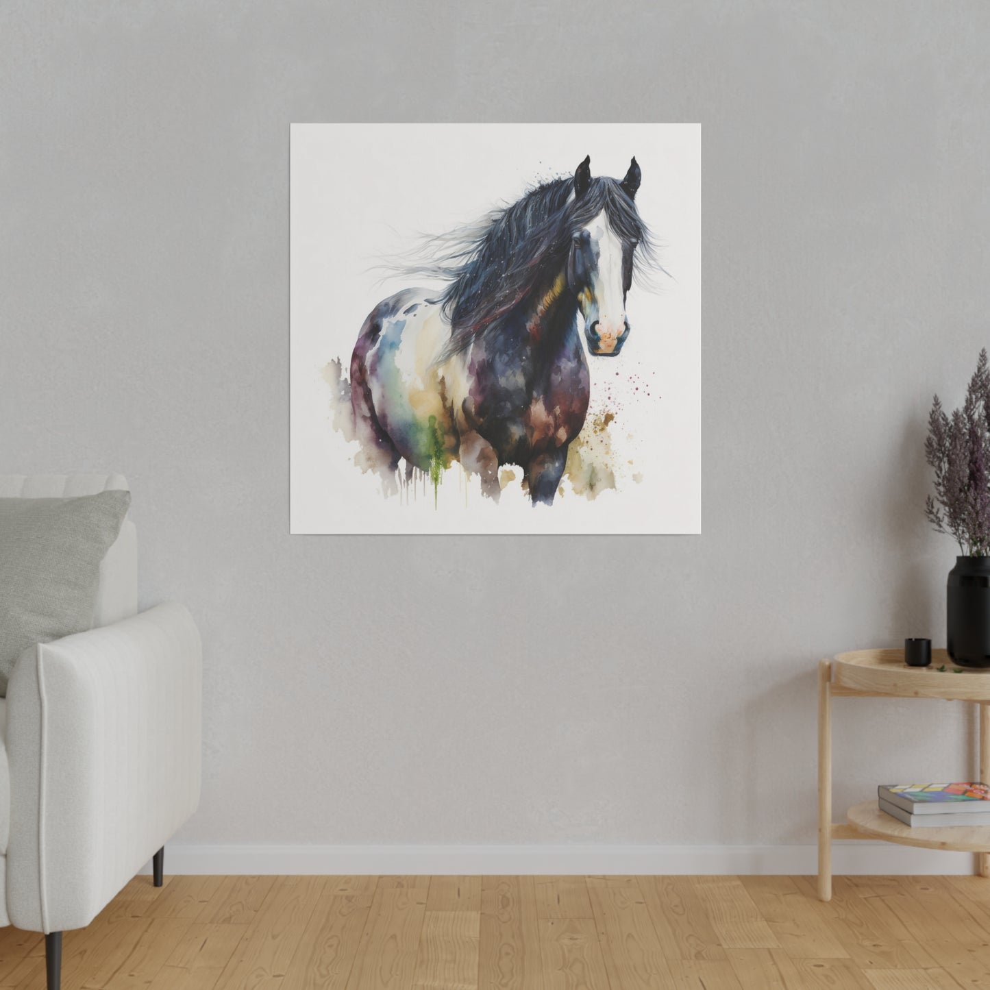 H848 Matte Canvas, Stretched, 0.75" Pinto Draft Horse