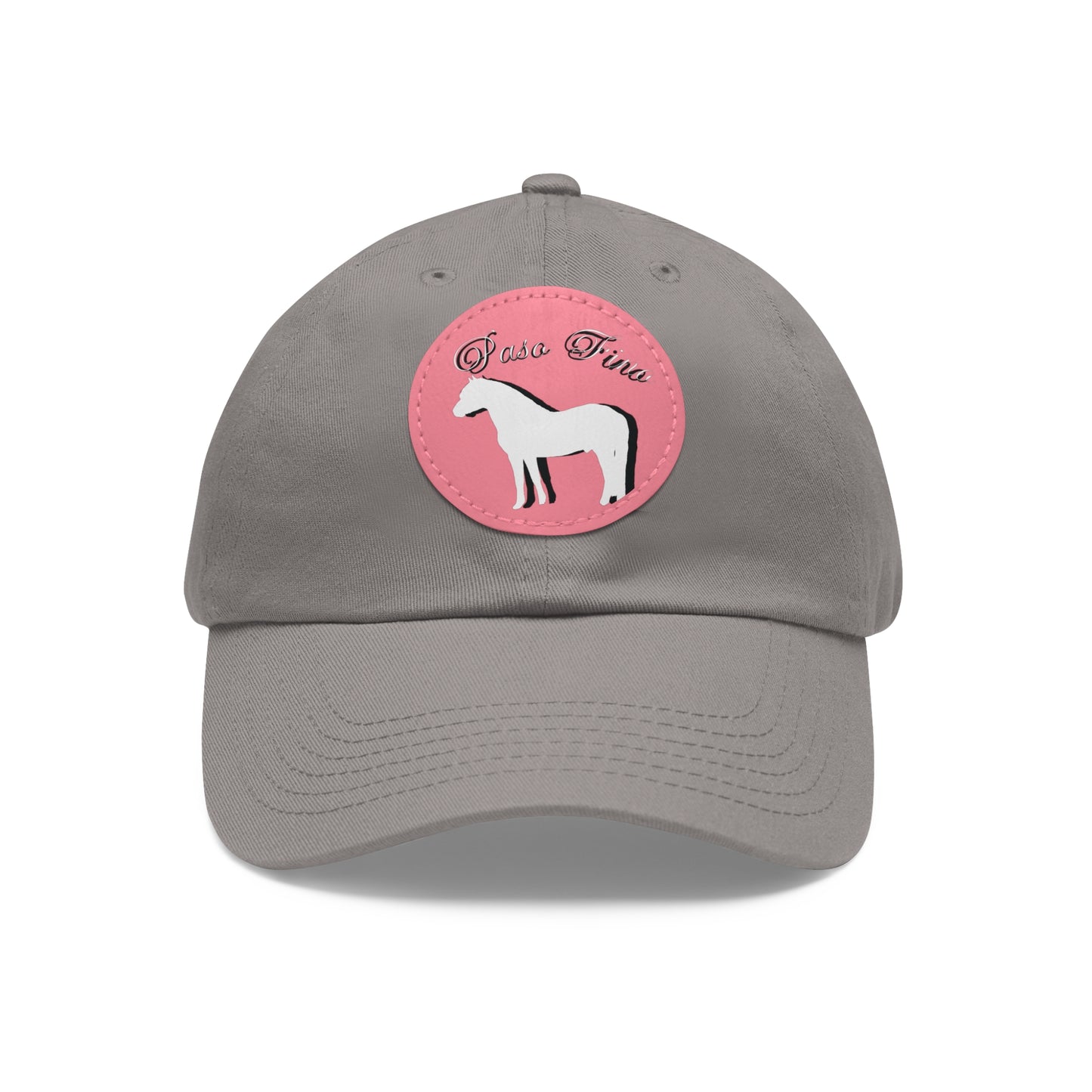 Baseball Cap-Dad Hat with Leather Patch (Round)-Paso Fino- Horse