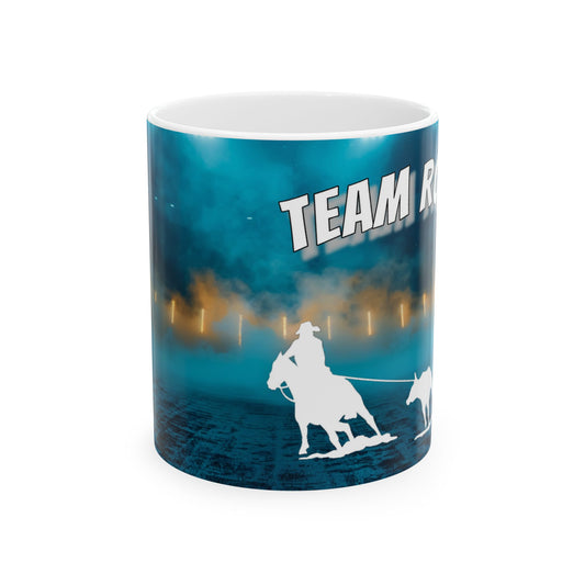 Mug Ceramic, (11 0z) Horses-Rodeo-Team Roping-Heading Heeling