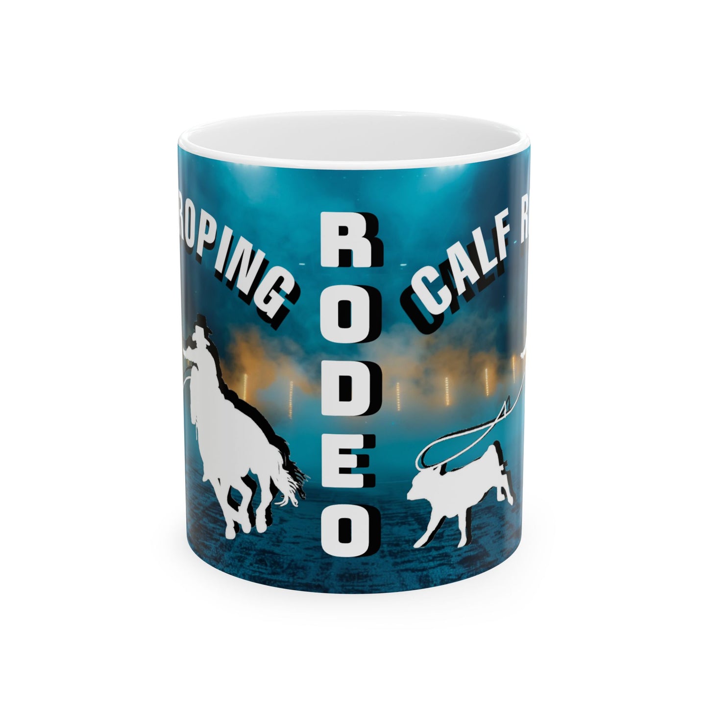 Mug Ceramic, (11 0z) Horses-Rodeo-Calf Roping