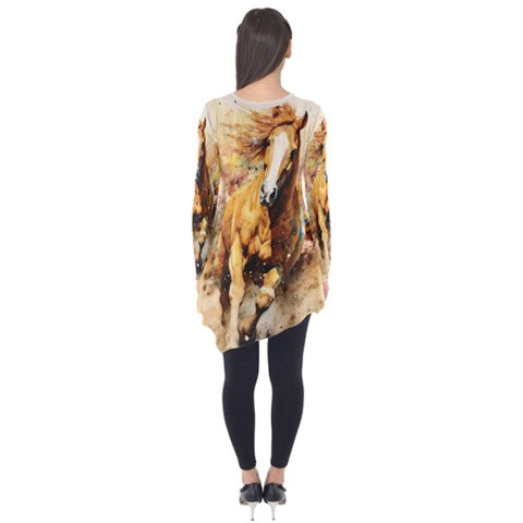 Tunic Top-Women's-Long Sleeve-Chestnut Horse