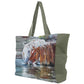 Handbag-Shoulder Bag-Canvas-17"x13"-Chestnut Horse-Gray Horse-River